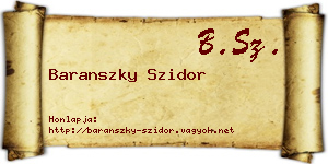 Baranszky Szidor névjegykártya